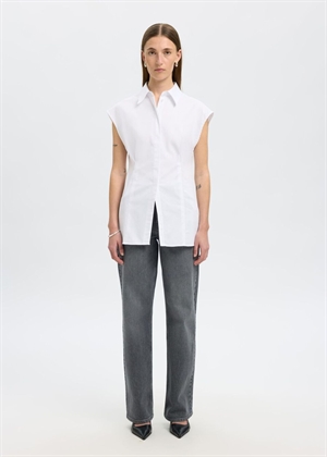 Fina slim ss skjorte Bright White Selected Femme